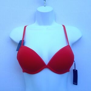 32B Red Plunge Push Up Bra NWT